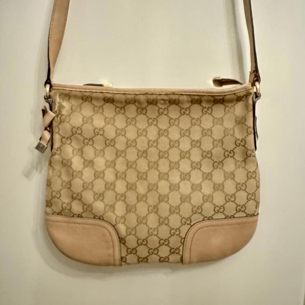 Vintage Gucci Canvas Shoulder Crossbody Purse